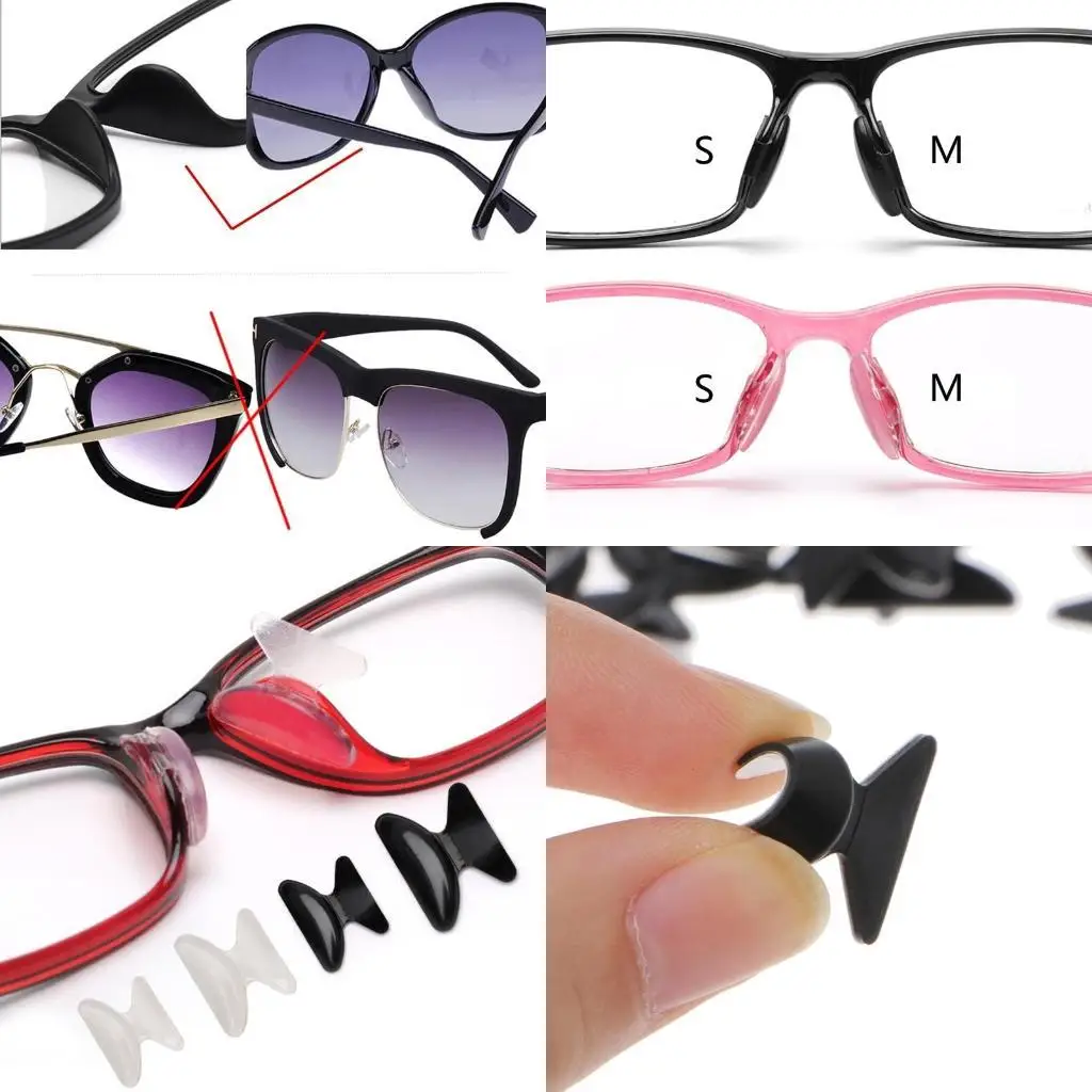 

R1WE 10 пары придерживайтесь носовых подушек очки солнцезащитные очки аксессуары комфорт силиконовый силикон без скольжения клей