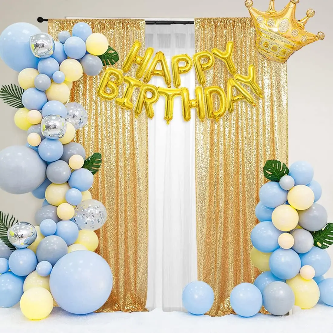 

1PC Gold Sequin Backdrop Curtain Background Drapes Sparkle Photography Backdrop for Party Wedding Baby Birthday Wall Decor