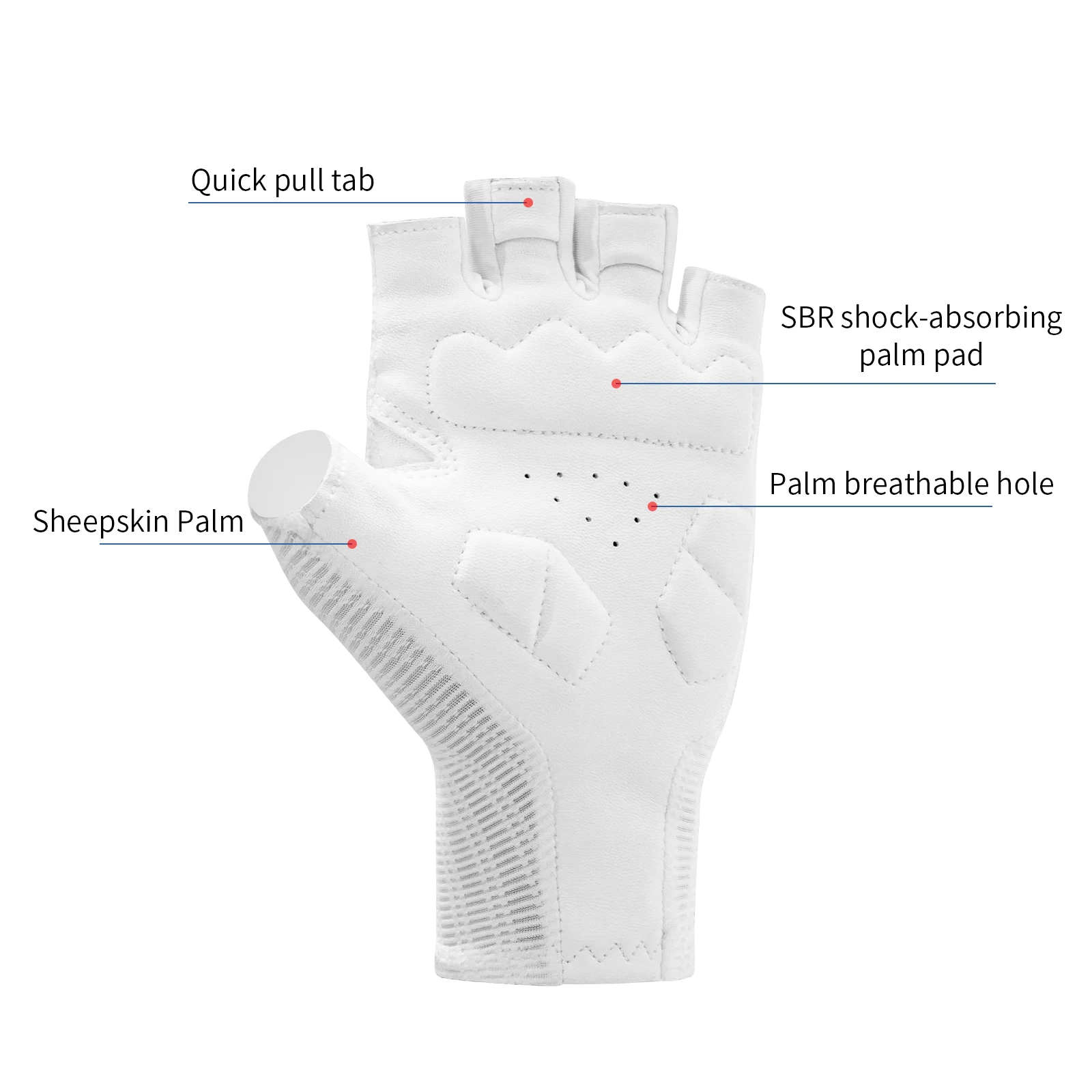 TOSUOD Fahrradhandschuhe aus Schafsleder Halbfinger Sommer Rennrad und Mountainbike Kurzfinger-Handschuhe Atmungsaktiv – Detail 4