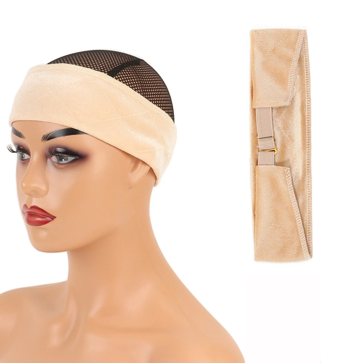 Wig Grip Headband For Lace Frontal Wigs Adjustable Invisible Wig Hair Band Nude Non-Slip Velvet Wig Band To Hold Wigs
