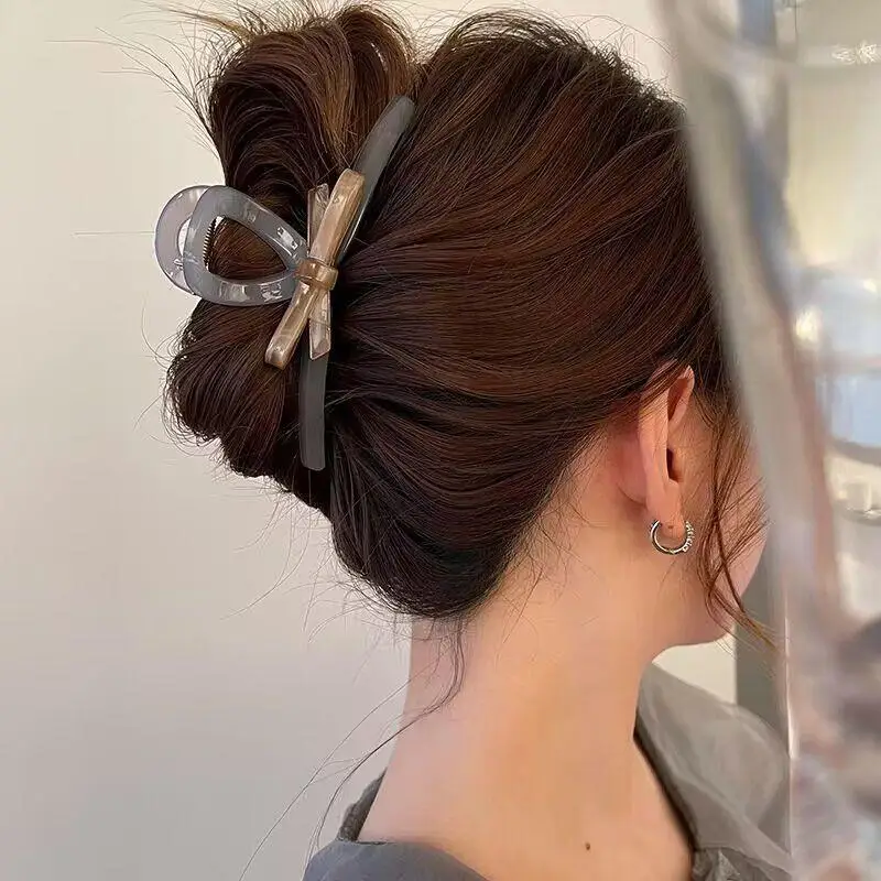 VANIKA Spring New Bow Hair Claw Elegant Large Ponytail Clip Female Simple Wash your face Hair clips Heawear Hair Accessories