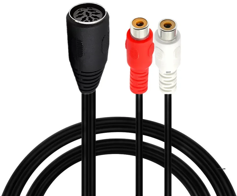 Din 8 Pin To 2RCA Cable 8Pin Din Female Plug To 2-RCA Female Audio  Cable for  Musical Instrument Audio Equipment