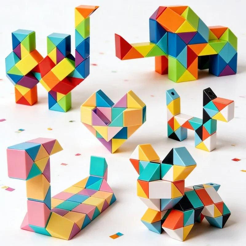 

3D-трансформируемая головоломка «Волшебная змея» с разноцветными сегментами, развивающая игрушка-куб для детей, подарок для малышей