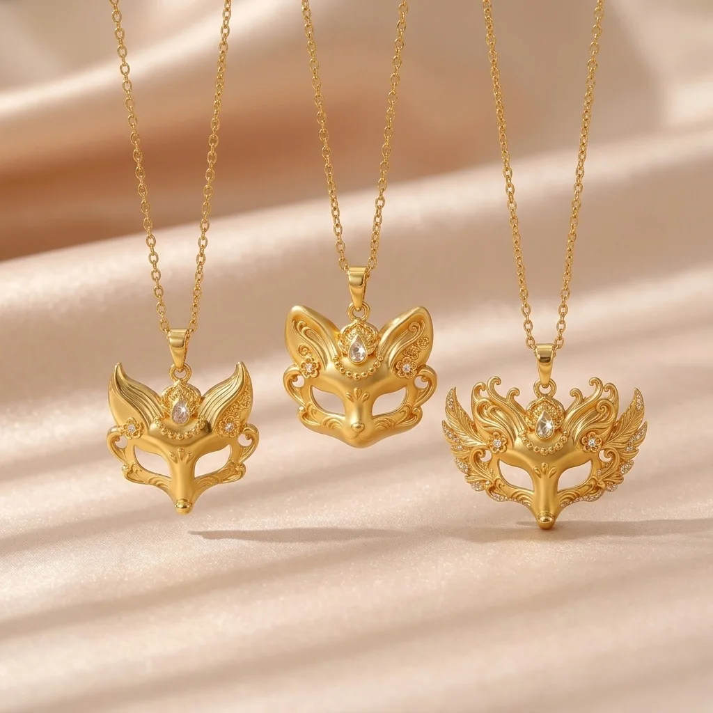 Yin YiElegant Fox Mask Necklace Women's Versatile Daily Zirconia Stone Necklace Fashionable Animal-Themed Luxury Fashion Jewelry