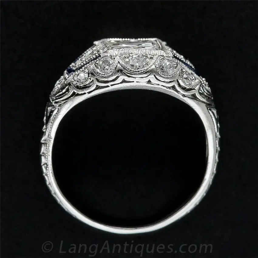 925 Sterling Silver Ring Blue Inlaid Flower Diamond Engagement Ring Creative Design Hot Sale Women
