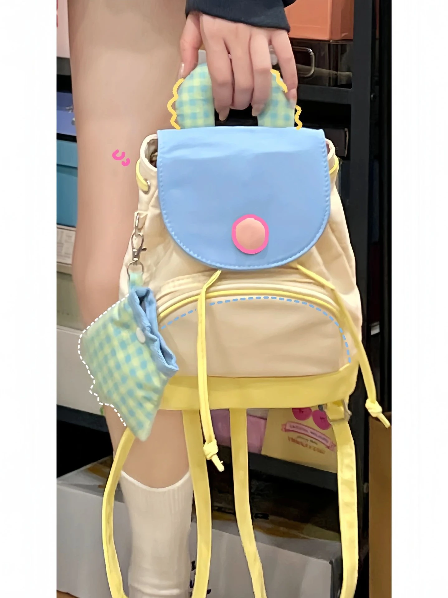 

Корейская Sle Button Xoable Универсальная женская сумка с милым мультяшным дизайном, холщовая сумка на плечо для ежедневного использования