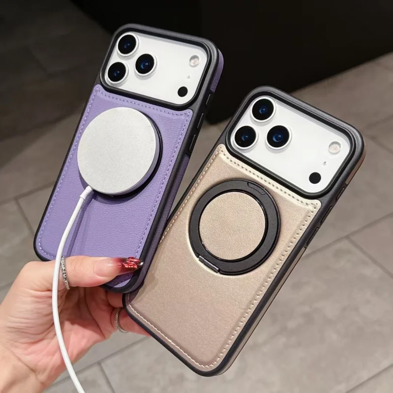 حافظة هاتف مغناطيسية بحامل دوار Sr متوافقة مع غطاء جلدي Pro لهاتف Iphone11/12/13/14/15/16/17