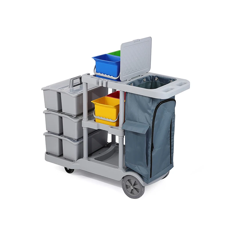 

High capacity hospital cleaning cart trolley with yellow bag mop bucket with mobile wheels