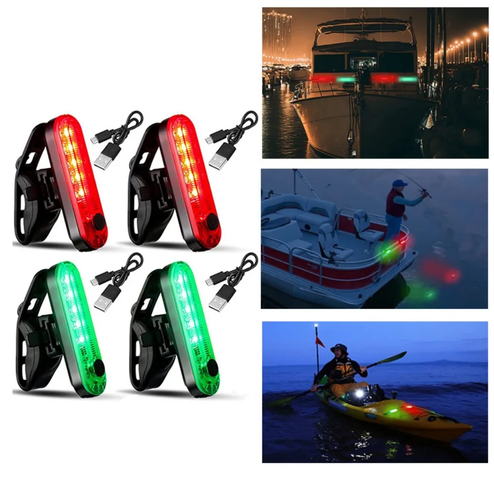 4 طرق LED قارب الملاحة ضوء البلاستيك كاياك المراكب الشراعية الملحقات نوع C شحن قارب مصباح إشارة متعدد الألوان
