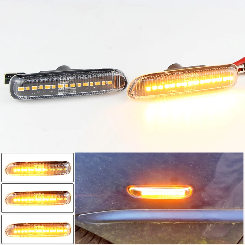 

2 шт. автомобильные светодиодные боковые габаритные фонари указателей поворота для BMW E46 3 серии 2DR Coupe 4DR Sedan 5DR Wagon BM2570107 дымчатые/прозрачные линзы