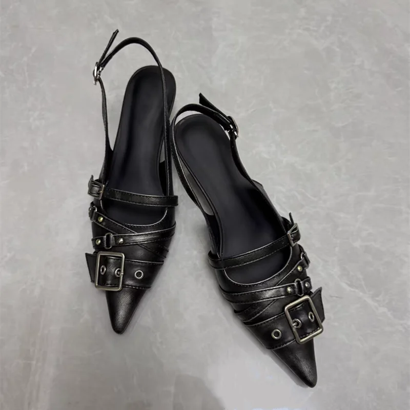 Elegant Heeled Sandals Women's Sexy Pointed Toe Shoes Fashion Woman Slippers 2025 Designer Slides Dress New Sandalias De Mujer
