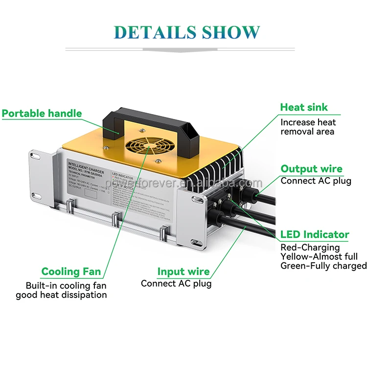 .48V 72V 84V 25A 50A Lithium Battery Charger 2000W 3000W with Anderson Plug US EU UK for Golf Cart Club Car