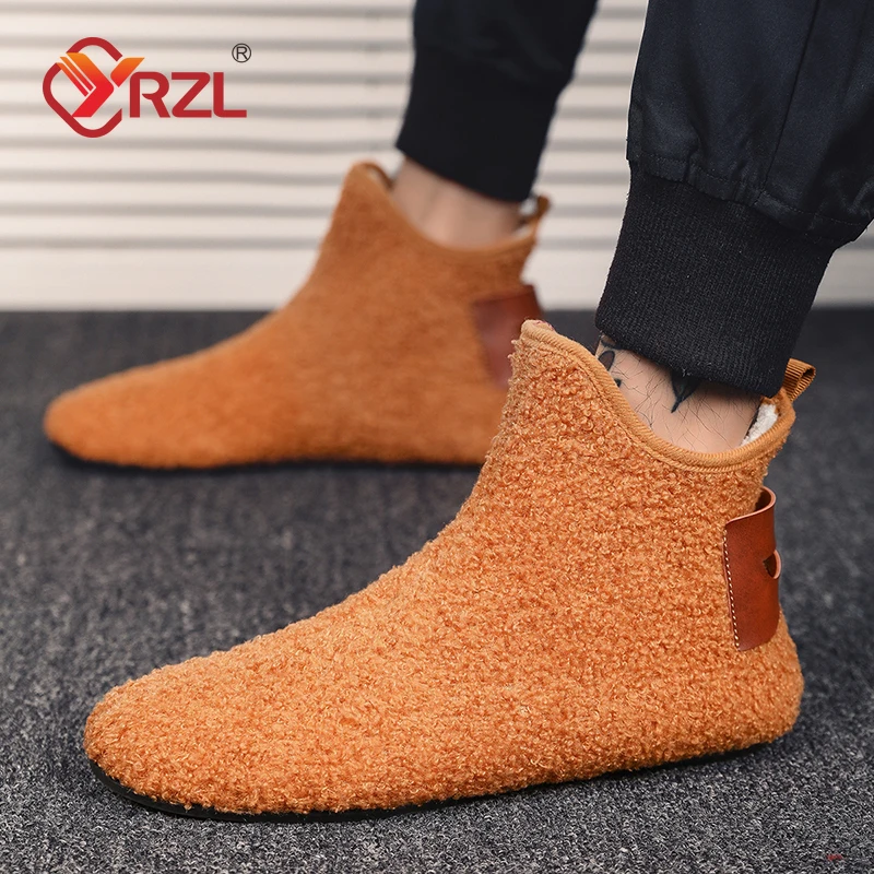 YRZL-zapatos de algodón de alta calidad para hombre, zapatillas ligeras sin cordones, mocasines de felpa para interiores, zapatos cálidos de invierno