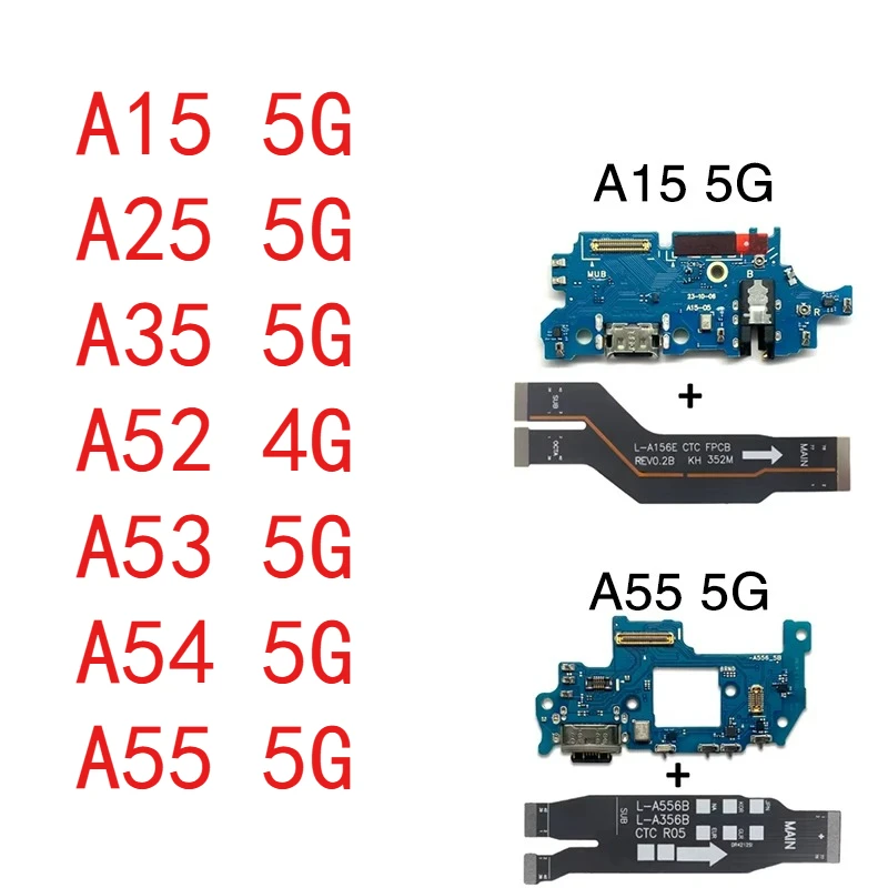 1PC Charging USB Port+ Main Board Flex Cable for SamSung A55 A54 A53 A52 A35 A25 A15 Dock Connector MotherBoard