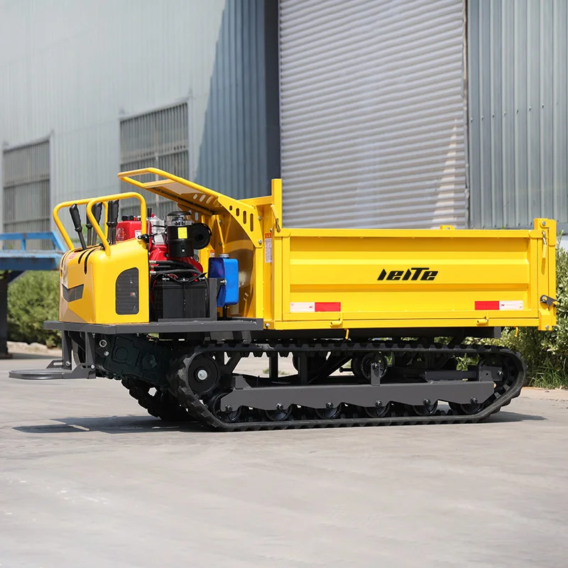 Efisiensi Tinggi 800Kg Pembawa Mini Dumper Agen Perekrut Mini Crawler Transporter Pertanian Self Loading Dump Truck Disesuaikan