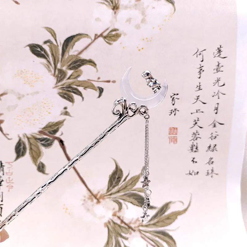 

Новые заколки для волос в форме полумесяца в китайском стиле, кисточки, милые заколки в виде кролика, высококачественные спиральные заколки, головной убор в старинном стиле.