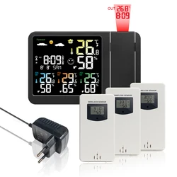 Projection Weather Station Outdoor Indoor Thermometer Hygrometer Weather Forecast Digital Alarm Clock Radio Control Time Fuction