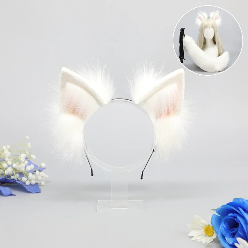 Simulazione Fascia per orecchie di animale Simpatico abito in peluche Accessori moda Lupo Lone Lupo Fascia Copricapo Accessori per capelli