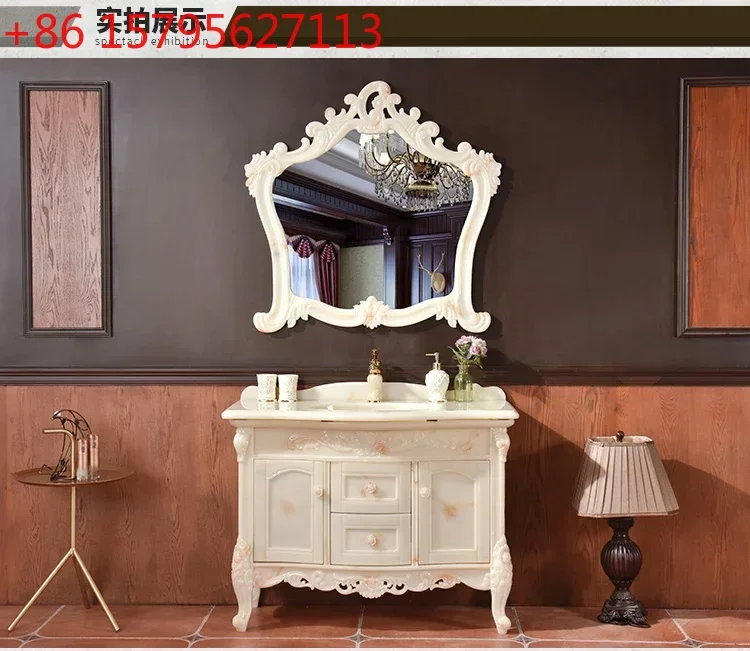 

Новая комбинированная тумба для ванной комнаты: напольная тумба-умывальник с раковиной, в стиле «лайт-люкс» с элементами из нефрита