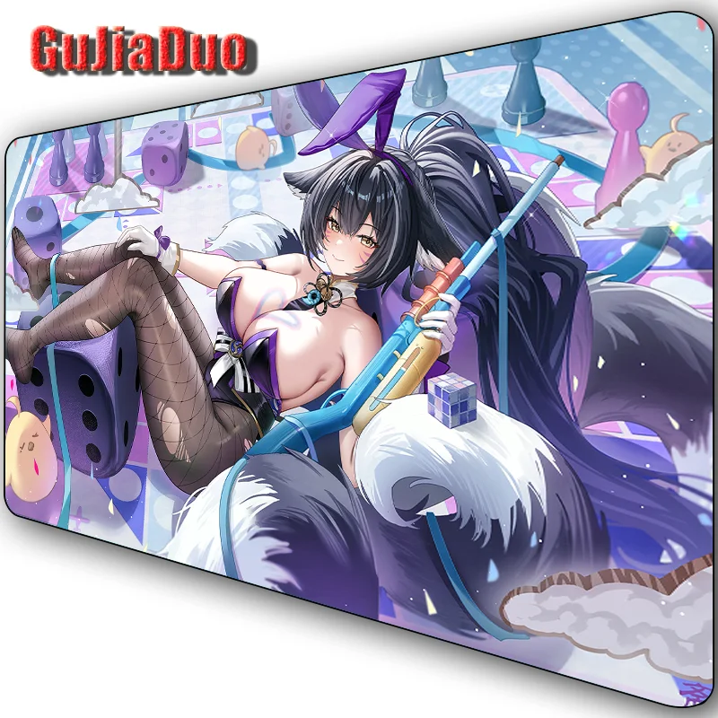 Musashi Sexy Anime Fox alas Mouse Laptop alas bermain XL tahan air Aksesori Gaming antiselip bantalan Pc Mousepad komik Kawaii