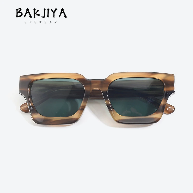 BAKJIYA Nuovi occhiali da sole in acetato Cornice quadrata spessa Retro Senior Ins Style Europa e America Hip-hop UV400 Pesca all'aperto Unisex