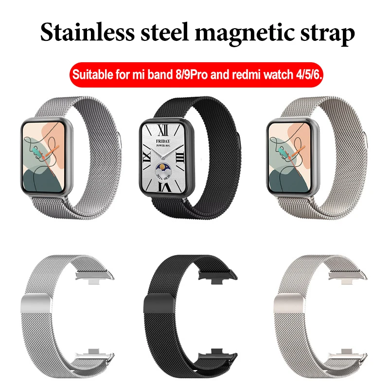 Stahlarmband für Redmi Watch 5, für Redmi Watch 4 Active, für Xiaomi Mi Band 9 Pro, für Xiaomi Mi Band 10 Pro, für Redmi.
