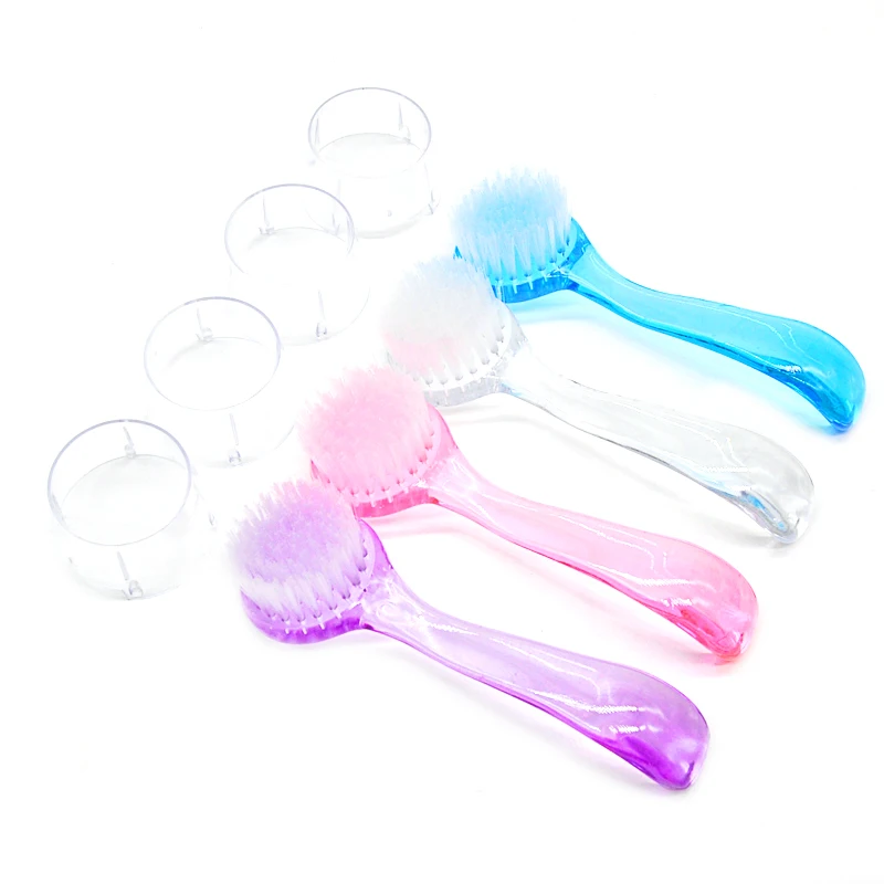 Confezione da 4 pennelli per unghie, testa tonda, manico lungo, stazioni per manicure, fornitura per salone, setole morbide, manico in ABS durevole, strumenti colorati