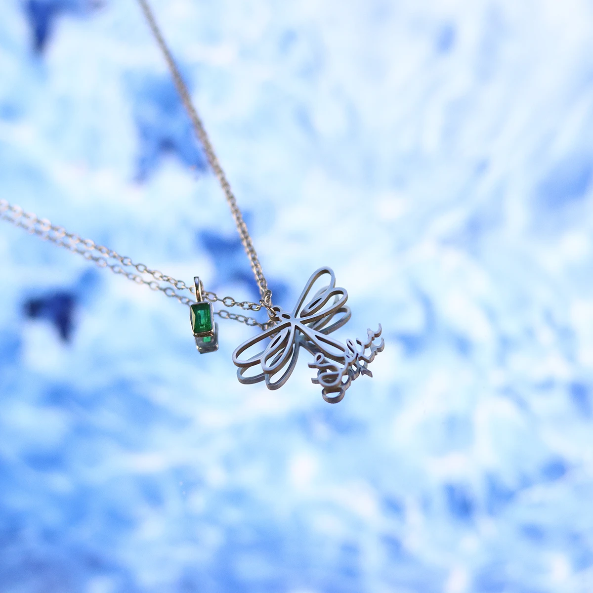 Chandler Custom Name Stainless Steel  Hollow Dragonfly Pendant Necklace For Women Girls Animal Choker Chain Party Jewelry Gifts