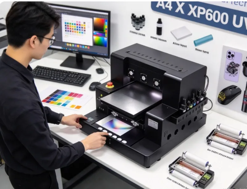 4060 UV Flatbed Printer A2 High Resolution White Ink Varnish 3D Emboss For Custom Gifts Phone Cases Acrylic Wood Metal