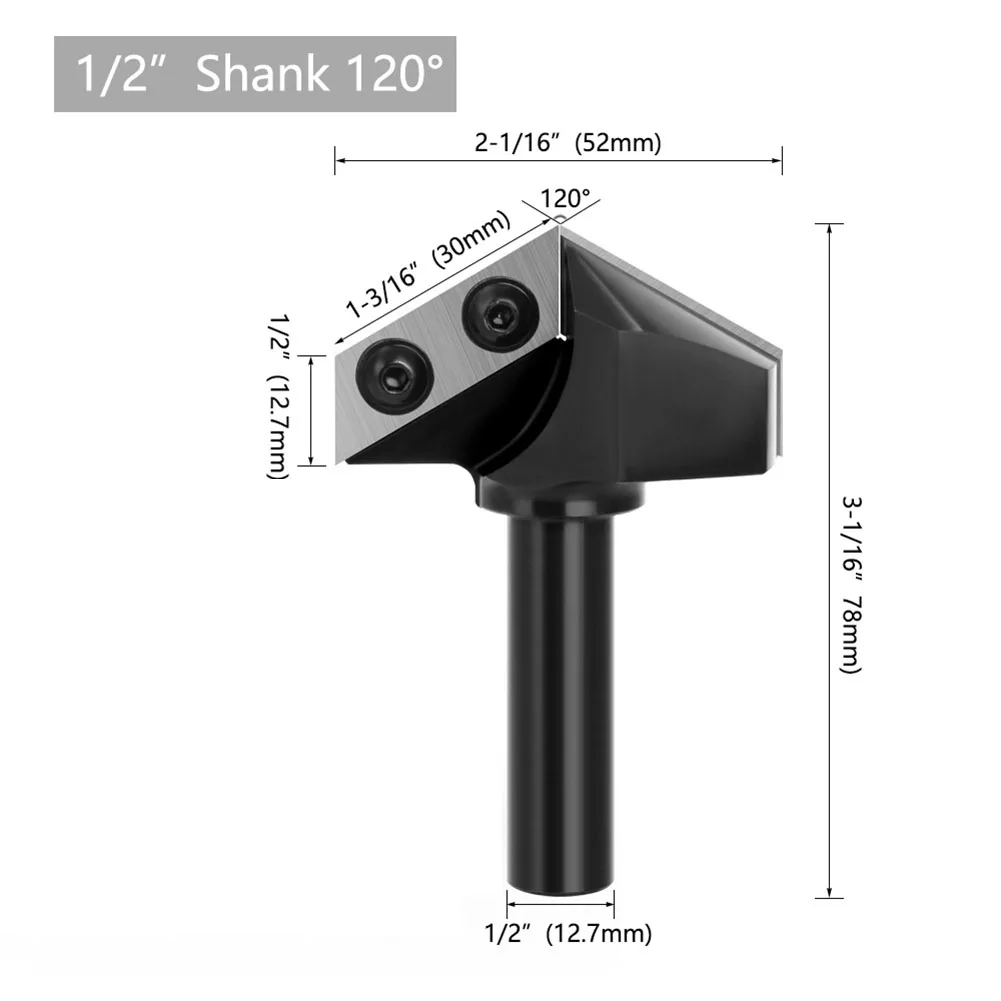 For CNC Router V Groove Router Bit Sliver Black as Picture Solid Shank Precision Ground Low Vibration 2 Flutes 2T
