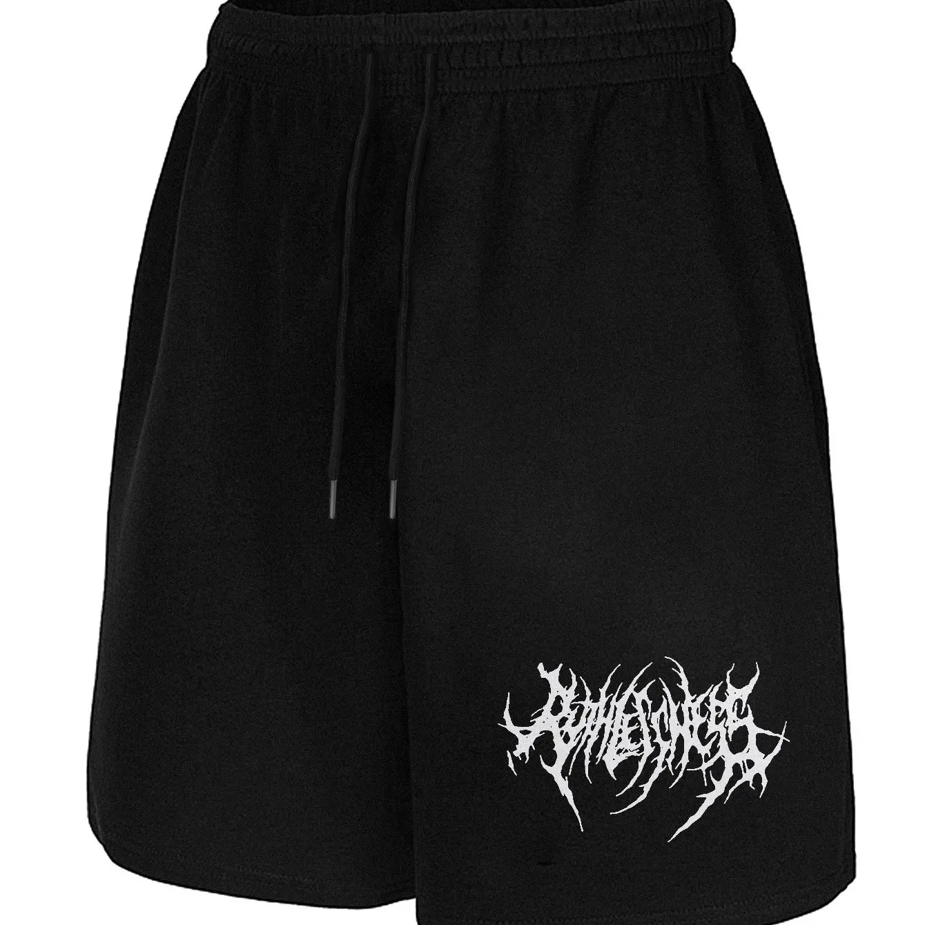 

Мужские черные повседневные шорты с белым графическим принтом, на шнурке на талии, с карманами, из эластичной ткани - идеально подходят для лета