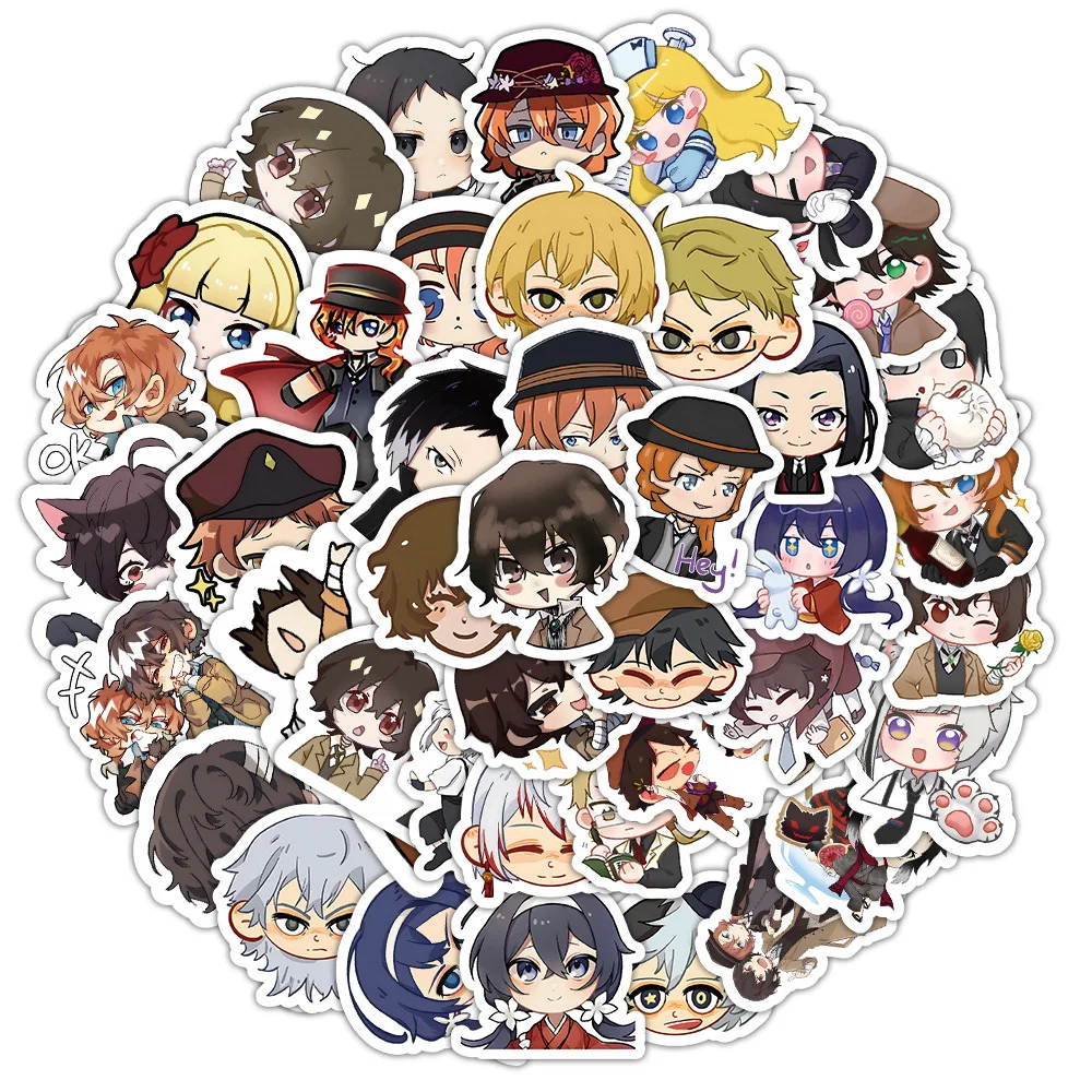 10/30/50/100pcs Cartoon Bungou Stray Dogs Stickers Skateboard Stationery Phone Luggage Car Cute Anime Waterproof Sticker Decals