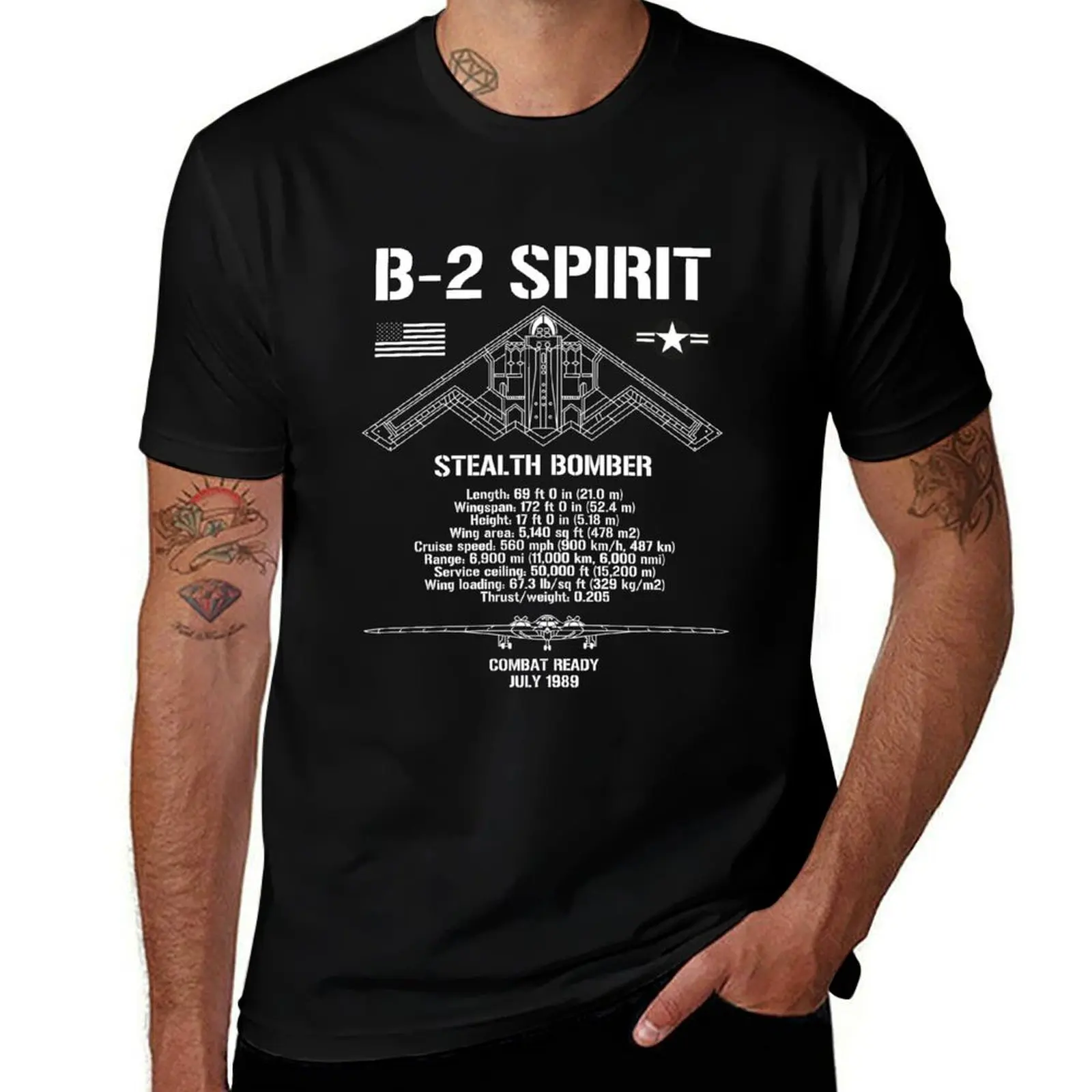 

B-2 Spirit Stealth Bomber Specs Military Aircraft B2 Gear T-Shirt man t shirt luxury T-Shirt