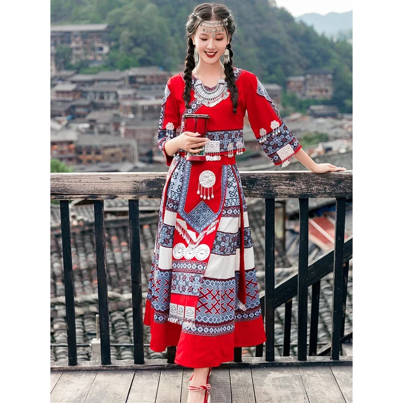

Chinese adult female Miao dress dance performance Miao wedding dress set