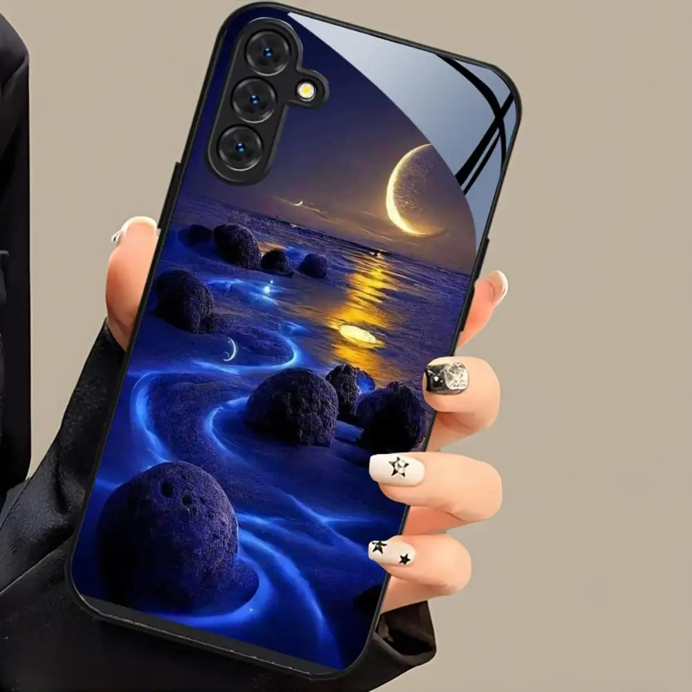 Blue Tears Tempered Glass Phone Case For Samsung Galaxy S26 S25 Ultra S24 S23 S22 Plus Full Camera Lens Protection Hard Cover
