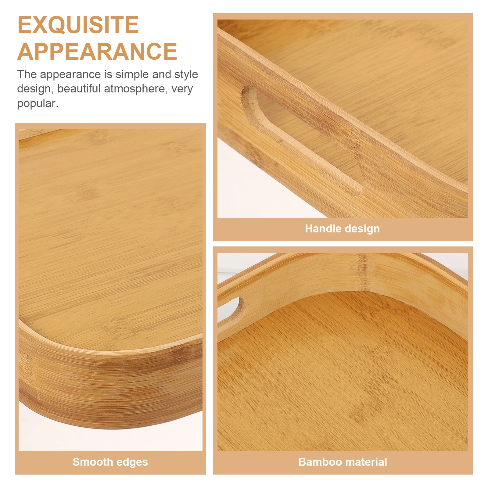 

Bamboo Storage Lightweight Food Serving Storage Tray Home Practical Fruit Snack Dessert Trays Kitchen Barware