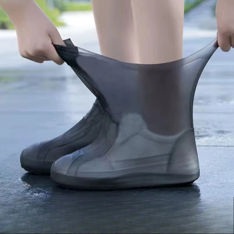 Wasserdichte Silikon-Regenschuhüberzieher, wiederverwendbar, rutschfest, tragbar, als Schuh-Schutz für regnerische Tage, zum Spazierengehen und Radfahren im Freien.
