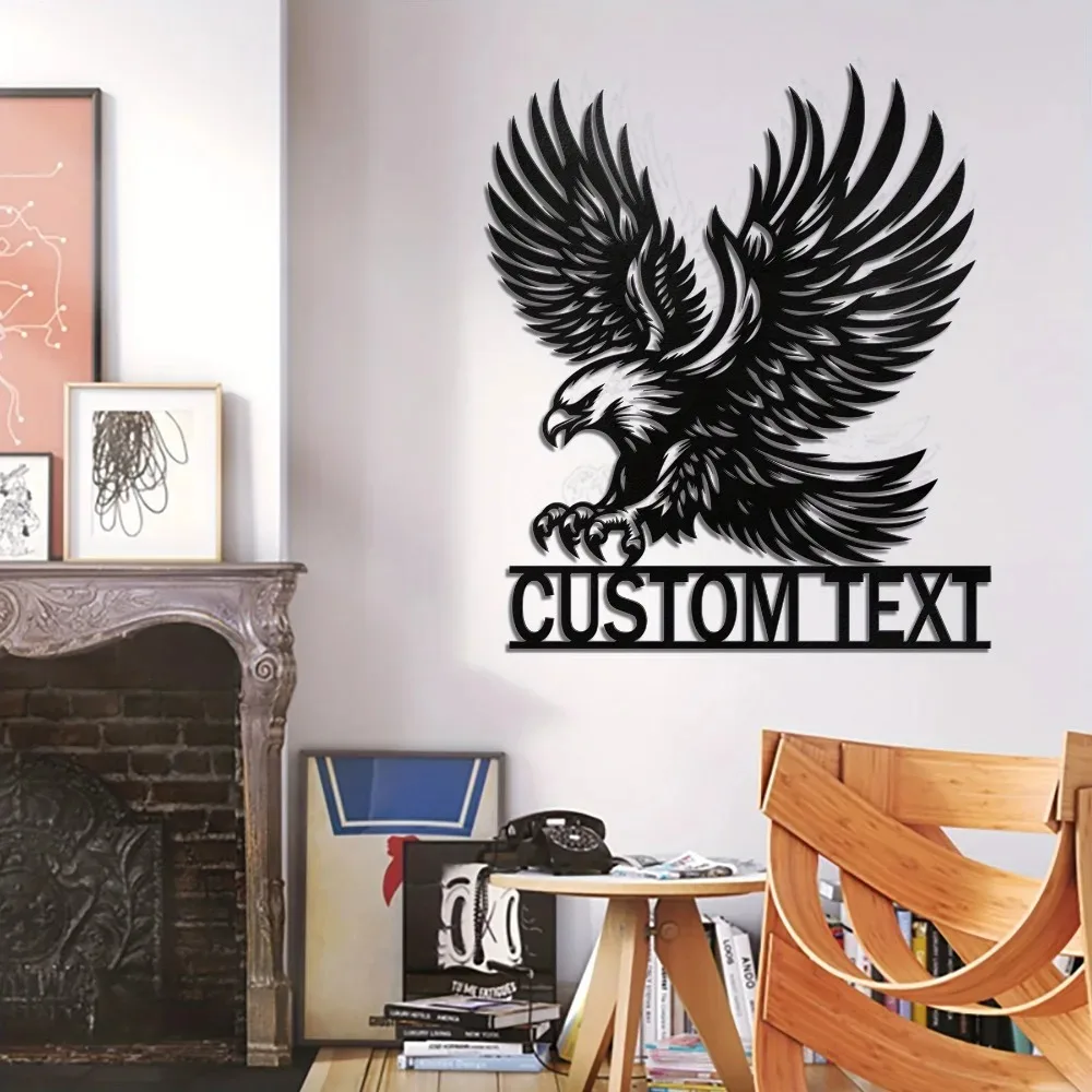 1pc 2D Flat Custom Eagle Metal Wall Sign Personalized Silhouette Decorative Wall Art Plaque Ornament For Indoor Outdoor Mother's