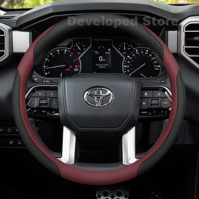 39cm Leather Car Steering Wheel Cover For Toyota Land Cruiser lc300 lc250 Prado 4x4 2026-2008 hliux tacoma Accessorie 2026