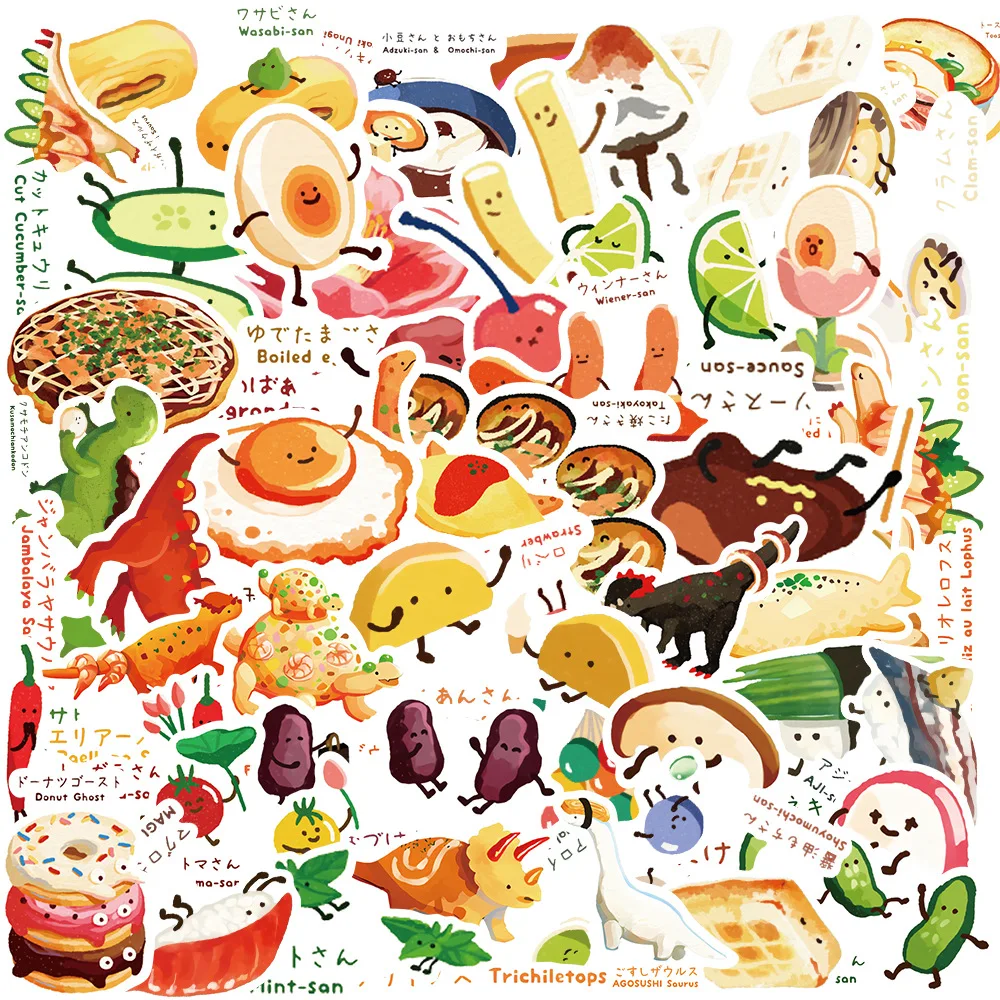 50pcs Dinosaur Themed Recipes Cartoon Graffiti Stickers Phone Guitar Laptop Suitcase Water Bottles Waterproof Sticker Gift