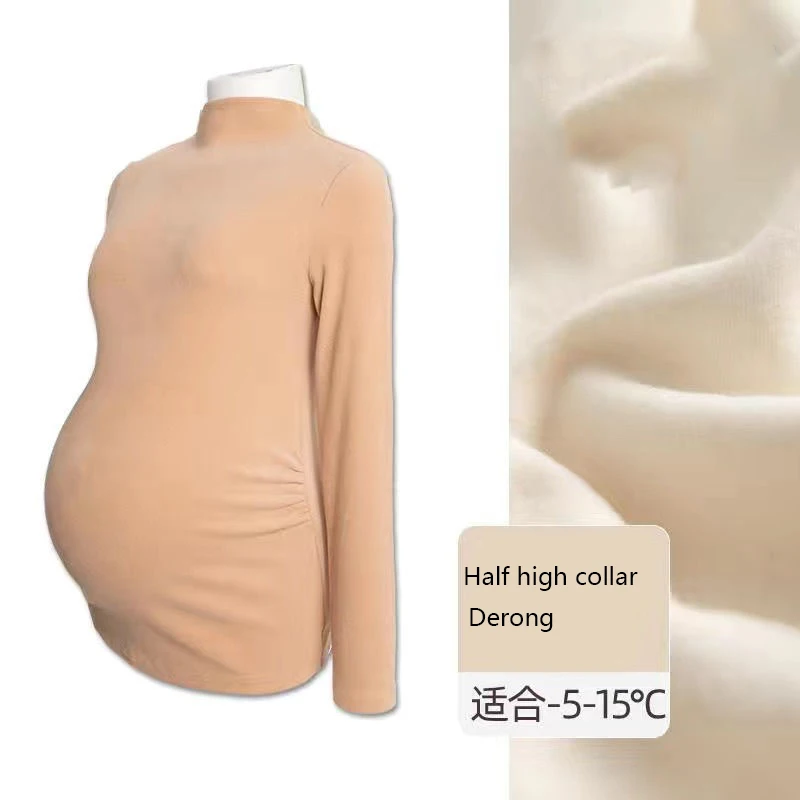 Autumn Half high collar Neck Maternity Bottoming Shirts Loose Stretch Soft Tops Clothes for Pregnant Women Turtleneck Pregnancy