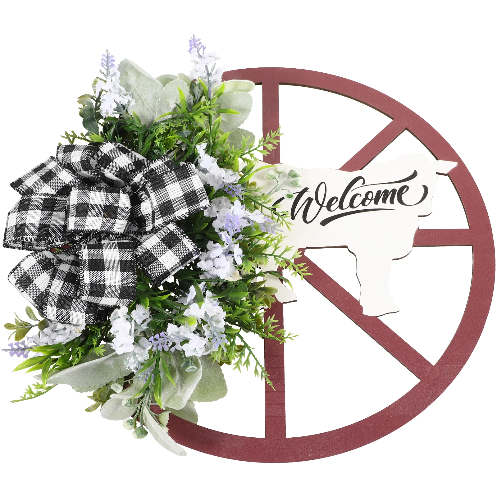 

Cow Wheel Wreath Door Hanging Decoration Outdoor Front Decorations Cloth Wreaths for Spring