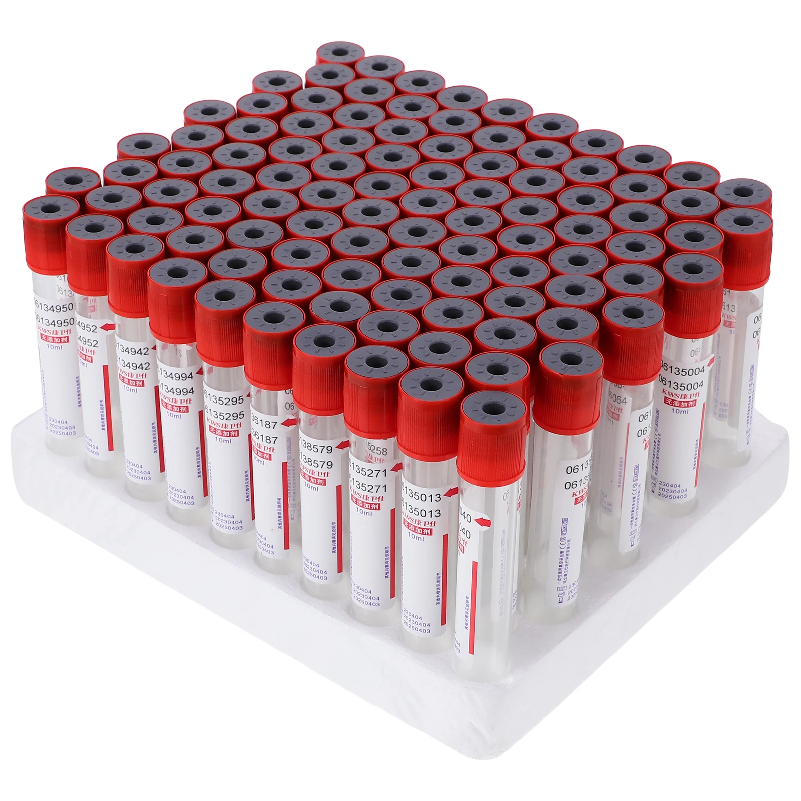 

100 Pcs Blood Collection Tube Biochemical Glass Negative Pressure Tubes Test 10ml Plastic with Lid Lids