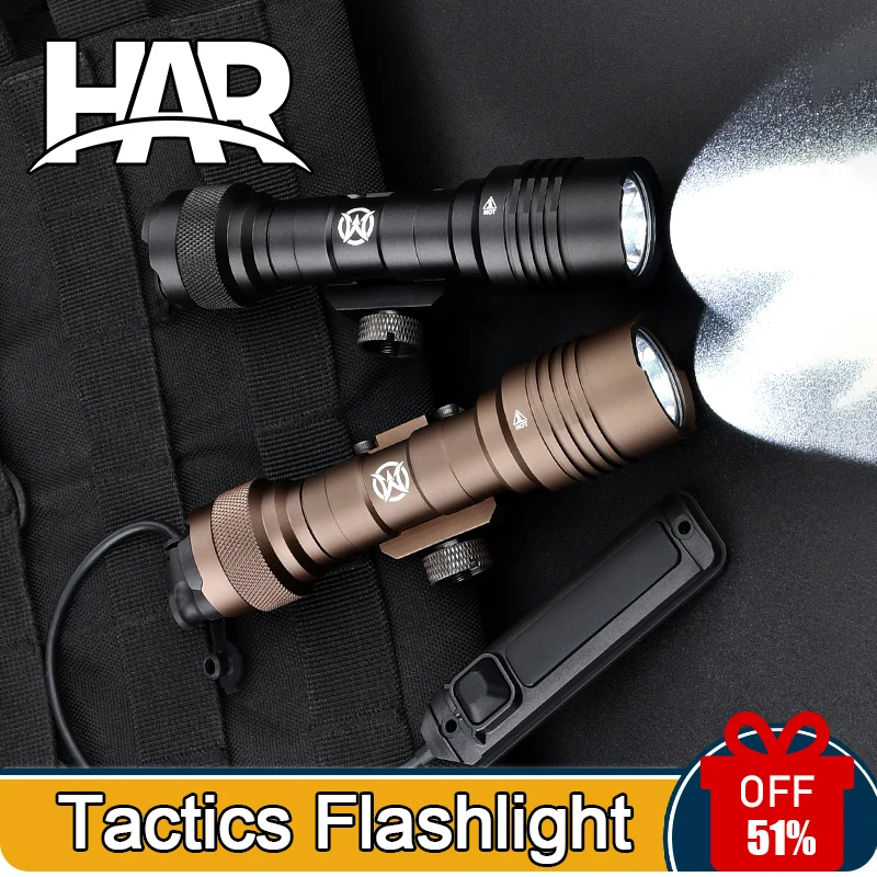 

Tactical WADSN Airsoft Metal Flashlight Strobe Scout Light AR15 Rifle Weapon LED Hunting Spotlight Safety Gun lamp Fit 20mm Rail