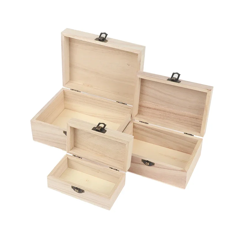 Rectangular Wooden Storage Box Vintage Wooden Box Wooden Gift Packaging Box Flip Type Multi Color Storage Jewelry Necklace Ring