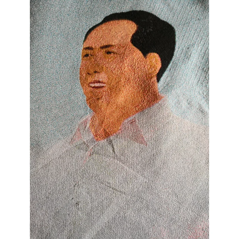 

36" China Embroidered Cloth Silk Great Leader Hairman Mao Zedong Painting Mural Meditation Wall Hanging Home Decor