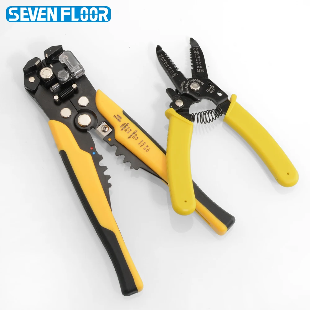 Professional 3-in-1 Wire Stripping Pliers Automatic & Manual Cable Crimper Cutter AWG 22-10 Electrical Repair Tool Set