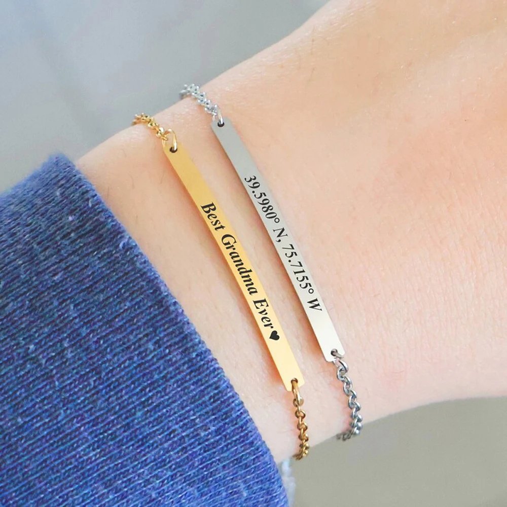 Personalized stainless steel bracelet, name bracelet, birthday bracelet, slogan carved bracelet gift, birthday gift