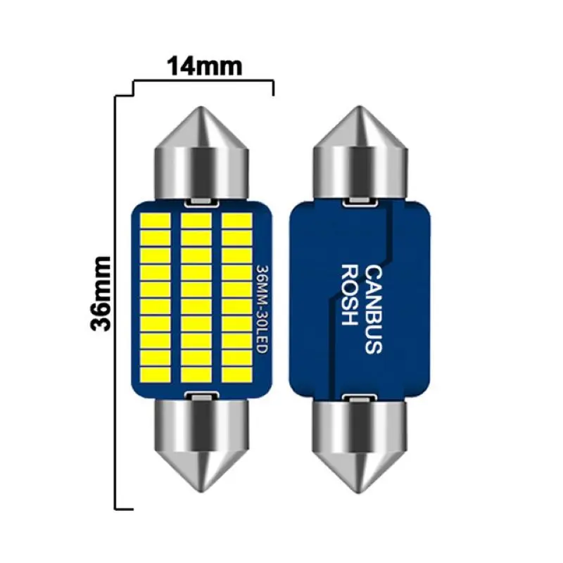 Imagem -04 - Led Automobile Reading Lamp Luz Branca Lâmpada do Telhado Vem com Compartimento 12v 31 mm 36 mm 39 mm 41 mm 301421smd