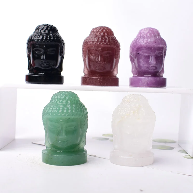 1PC Natural Crystal Stone Figure of Buddha Figurine Reiki Healing Stone Crafts Small Decoration Home Decor Present Souvenir